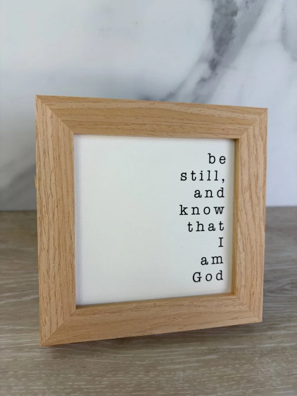 Be Still And Know Canvas Wood Sign 4x4 Natural Christian Rustic Tiered Tray Desk
